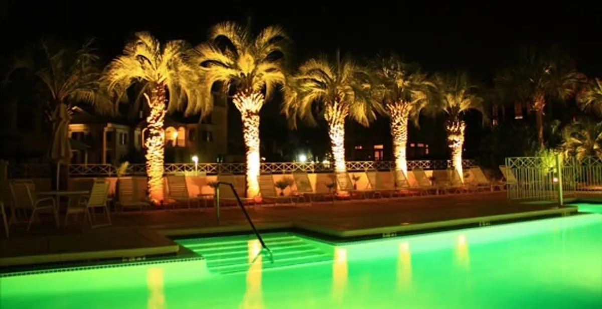 landscape lighting installation services illuminating outdoor recreational areas in West Palm Beach, FL